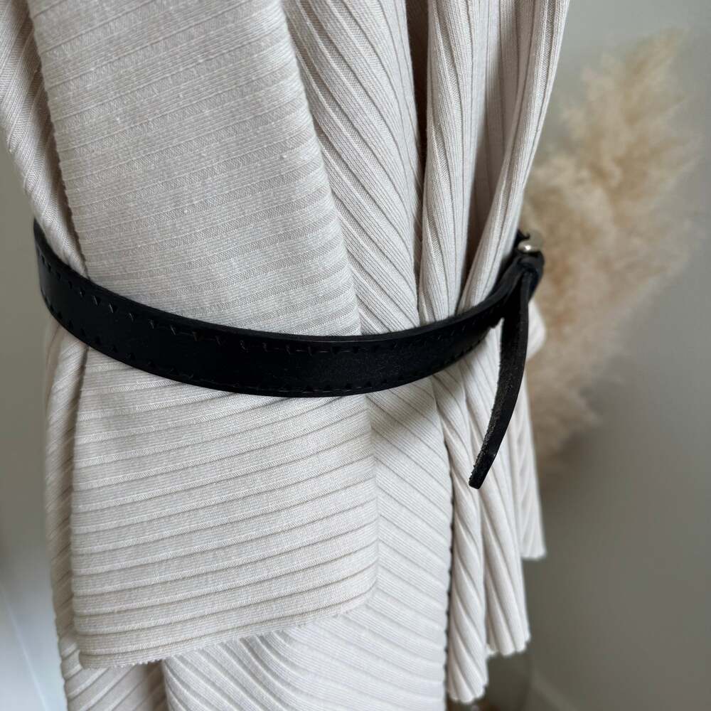 Lauren Ralph Lauren Vintage Black Leather Cut Out Geometric Belt Silver Buckle - Picture 4 of 13